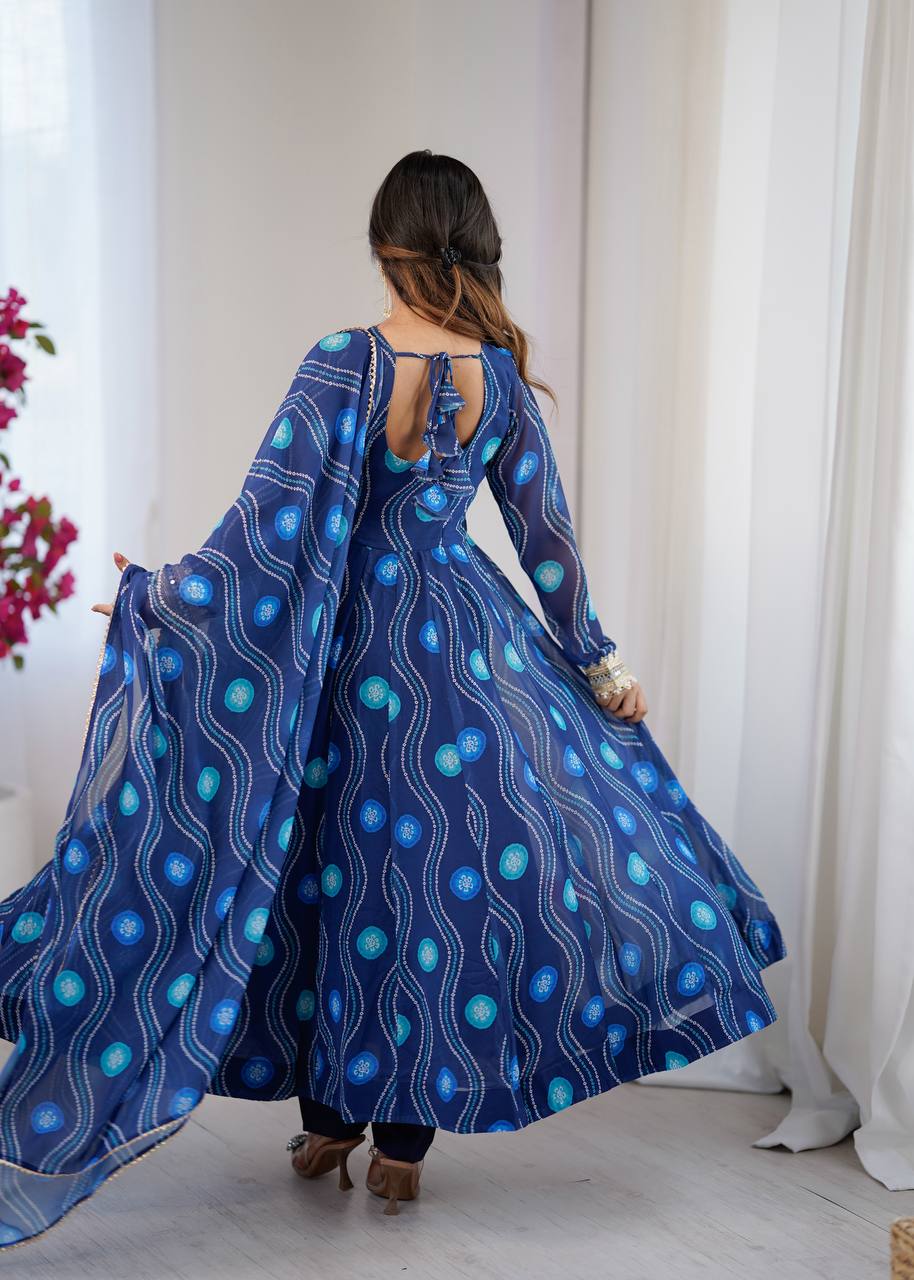 Kalicut Anarkali Suit with Bandhani Print