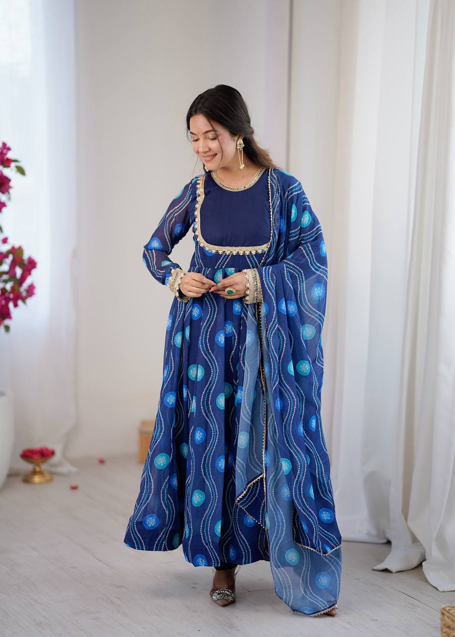 Kalicut Anarkali Suit with Bandhani Print