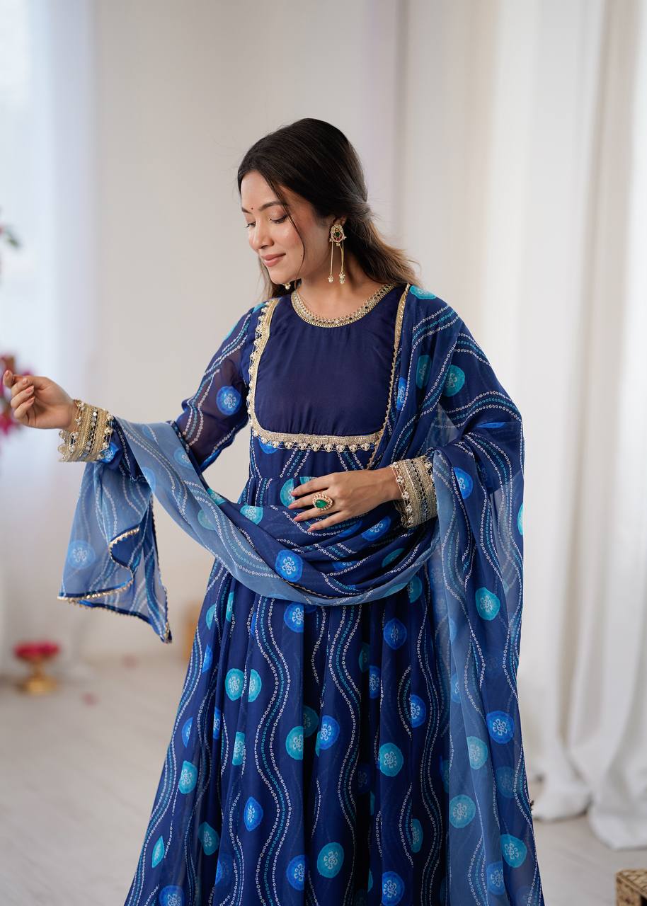 Kalicut Anarkali Suit with Bandhani Print