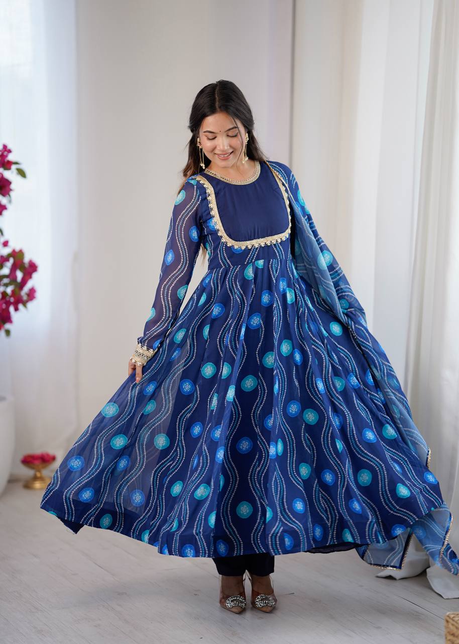 Kalicut Anarkali Suit with Bandhani Print