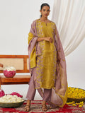 Timeless Lilac Organza Patch Work Festival Wear Straight Suit