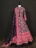 Black Amazing Patola Printed Silk Traditional Gown With Dupatta