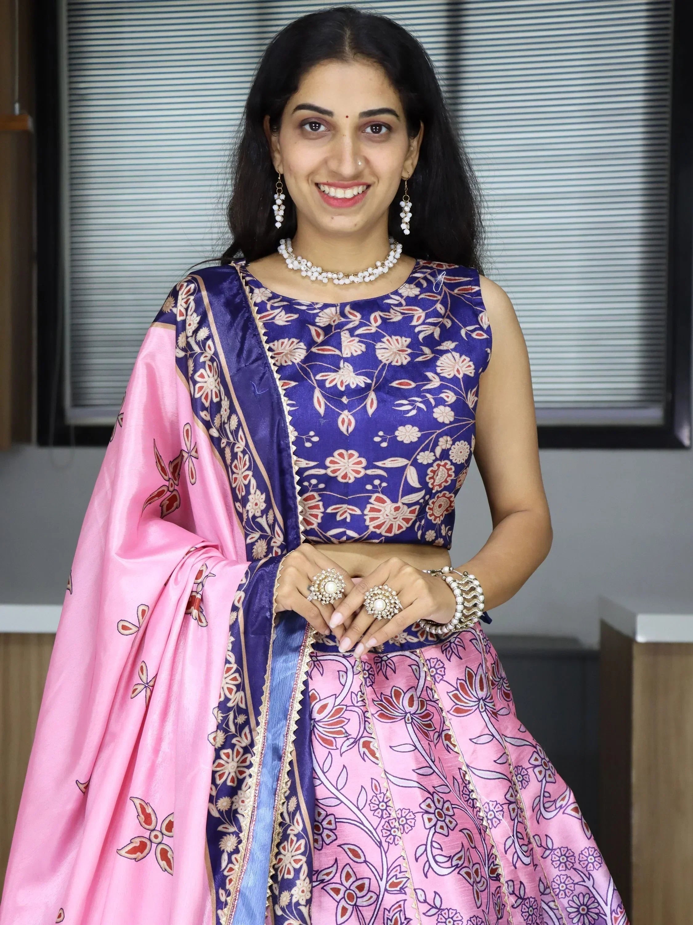 Pink Sweet Printed Art Silk Event Wear Lehenga Choli With Dupatta