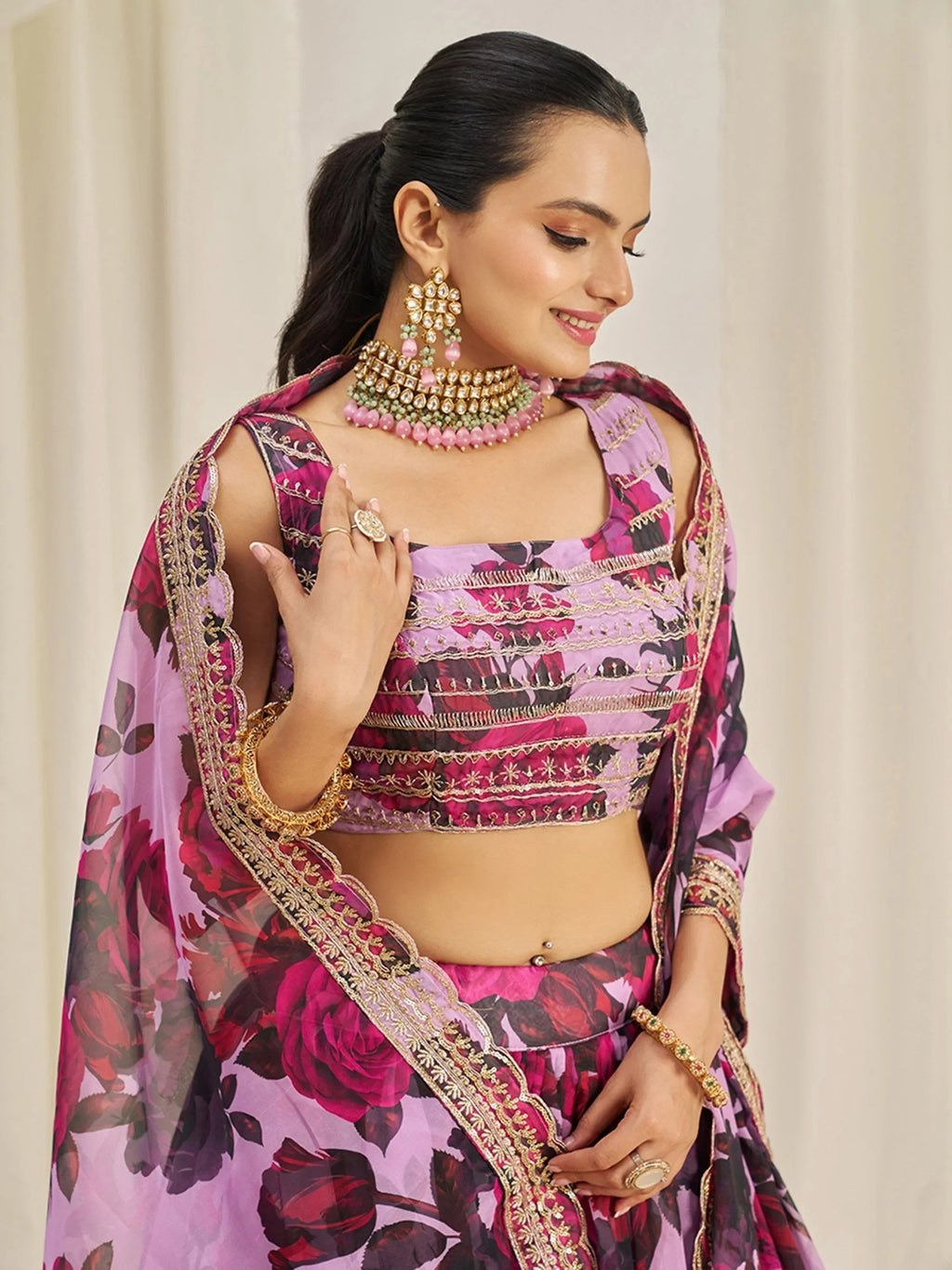 Lovely Baby Pink Sequins Organza Event Wear Lehenga Choli With Dupatta