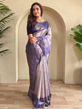 Lovely Blue Silk Zari Weaving Saree With Blouse