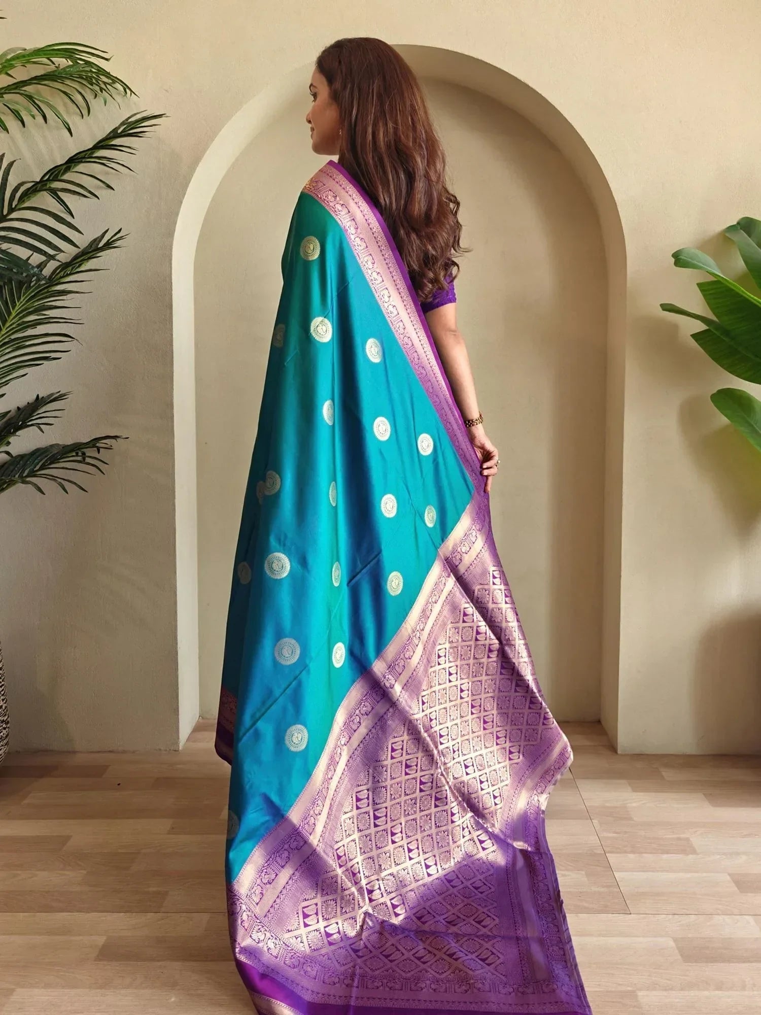 Lovely Blue Silk Zari Weaving Traditional Saree With Blouse