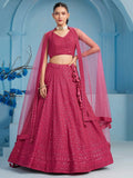 Lovely Pink Sequins Work Georgette Engagement Wear Lehenga With Blouse