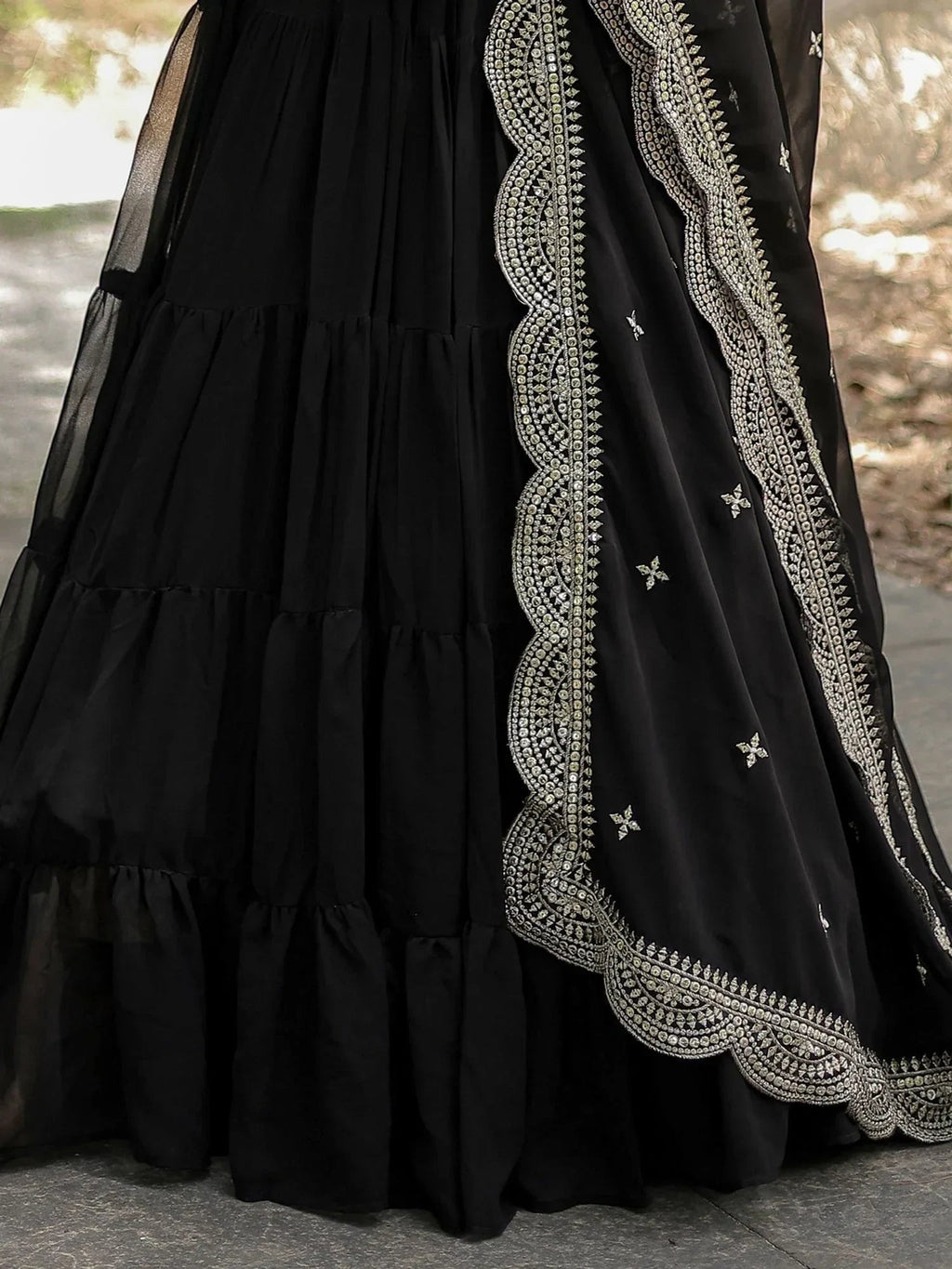 Black Stunning Georgette Function Wear Plain Gown With Dupatta
