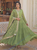 Light Green Gorgeous Light Embroidered Georgette Mehendi Wear Gown