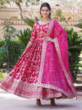 Pink Magnetic Embroidered Jacquard Function Wear Gown With Dupatta