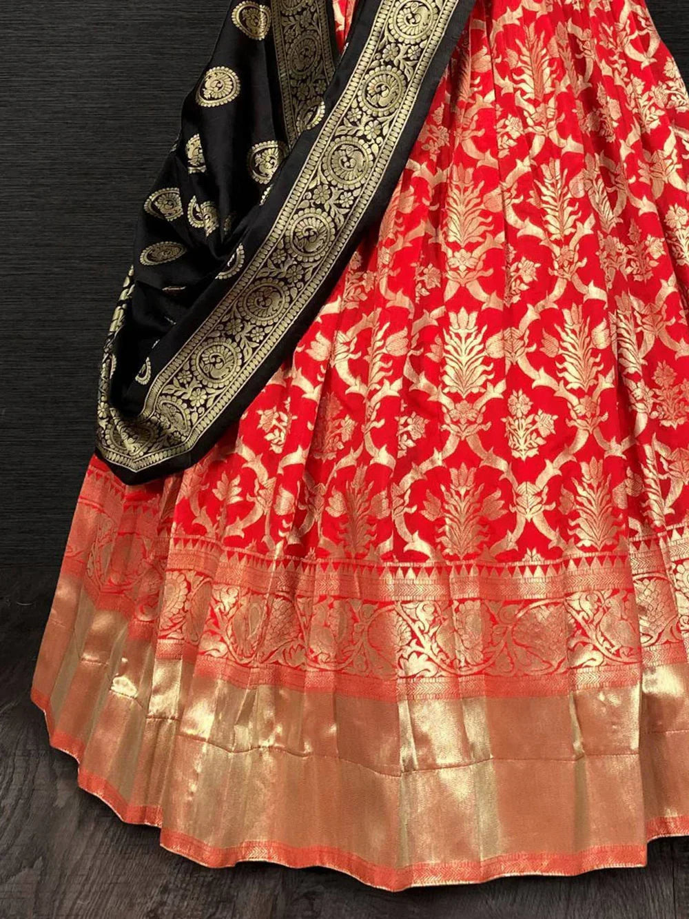 Red Gorgeous Zari Weaving Silk Paithani Lehenga Choli With Dupatta