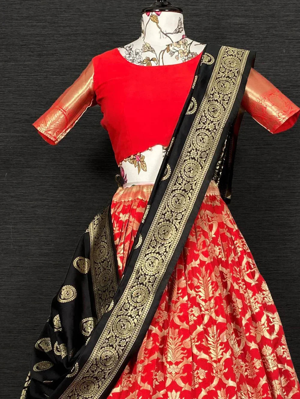 Red Gorgeous Zari Weaving Silk Paithani Lehenga Choli With Dupatta