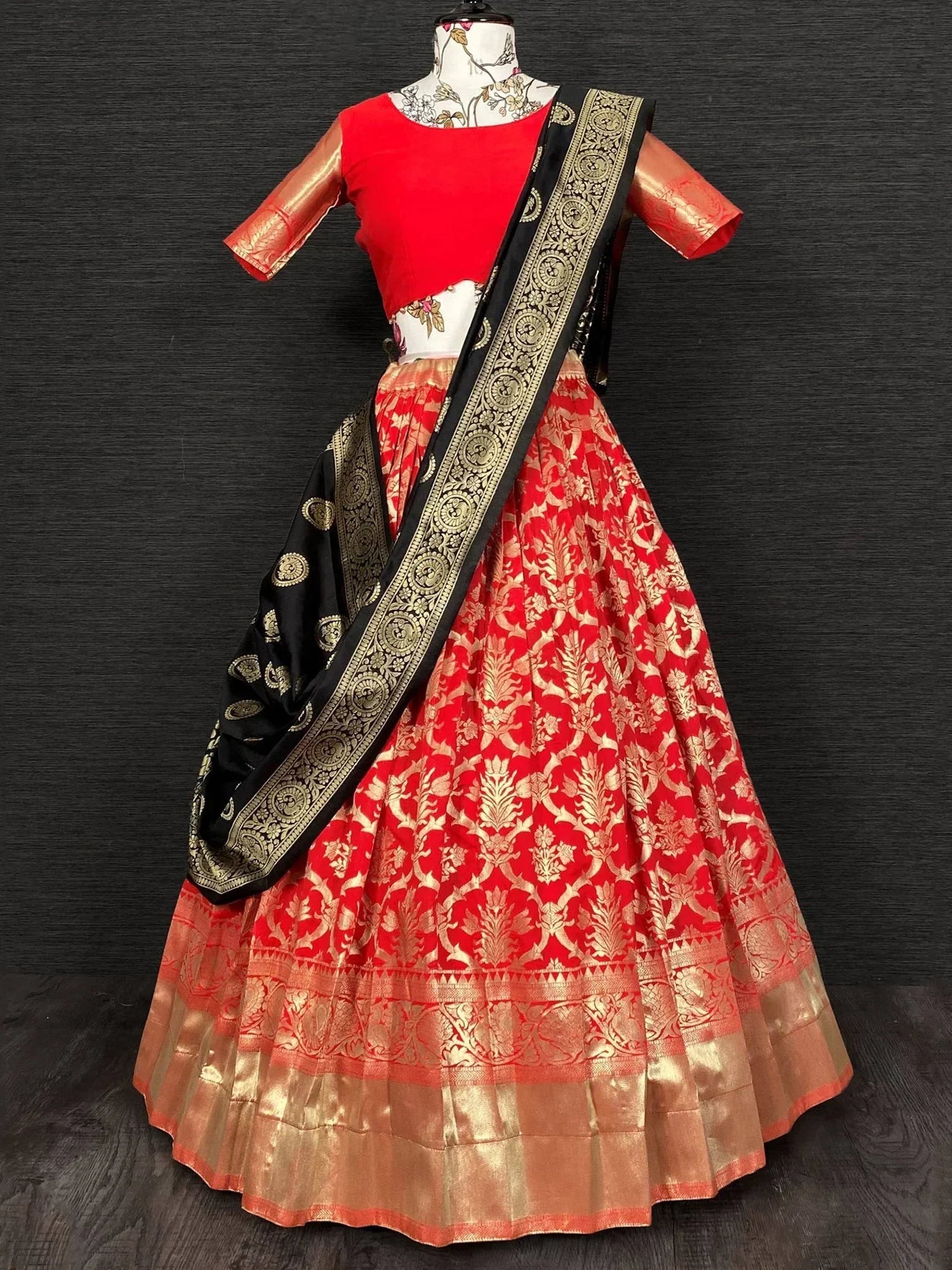 Red Gorgeous Zari Weaving Silk Paithani Lehenga Choli With Dupatta