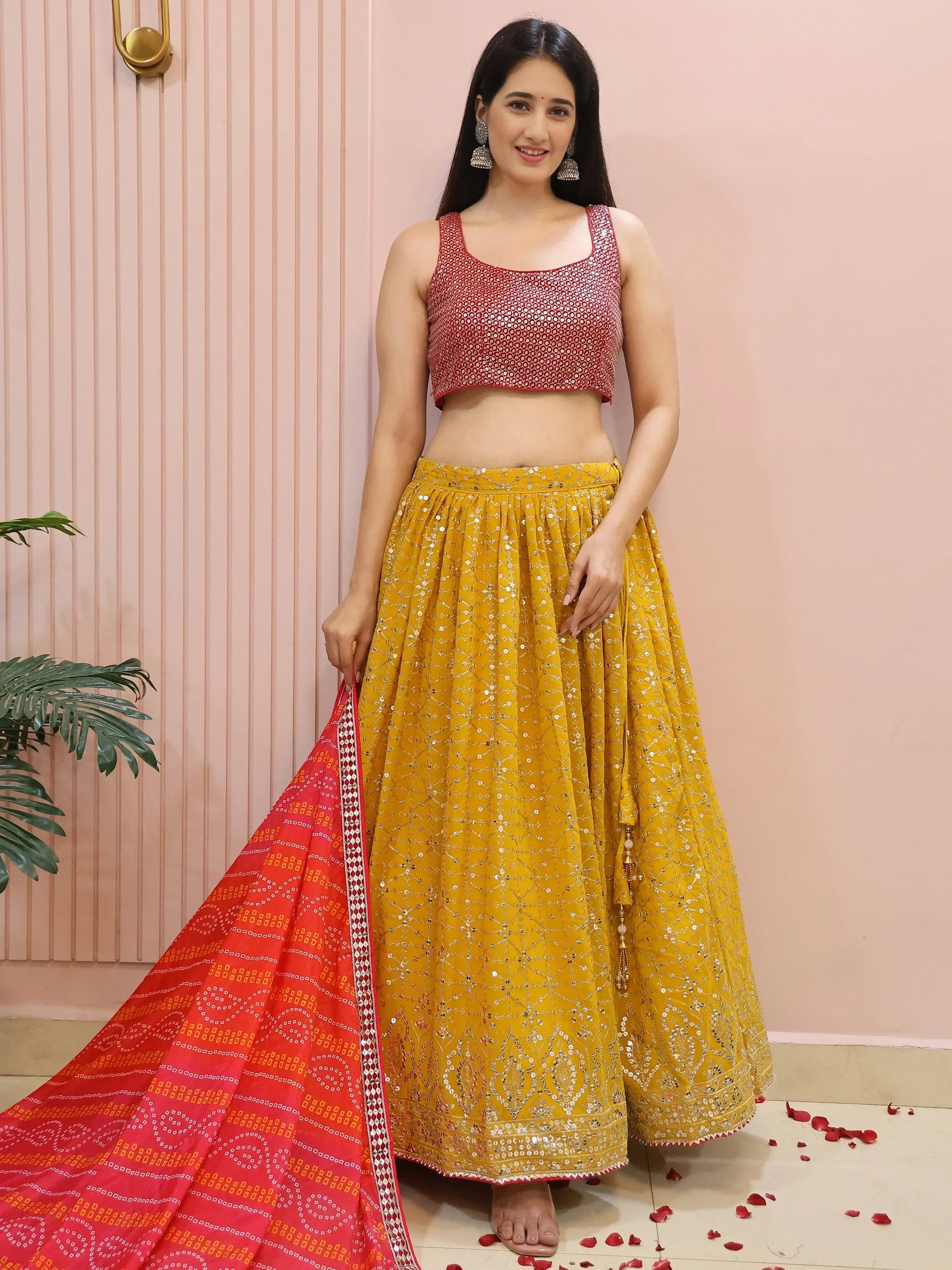 Majestic Yellow Embroidered Traditional Lehenga Choli