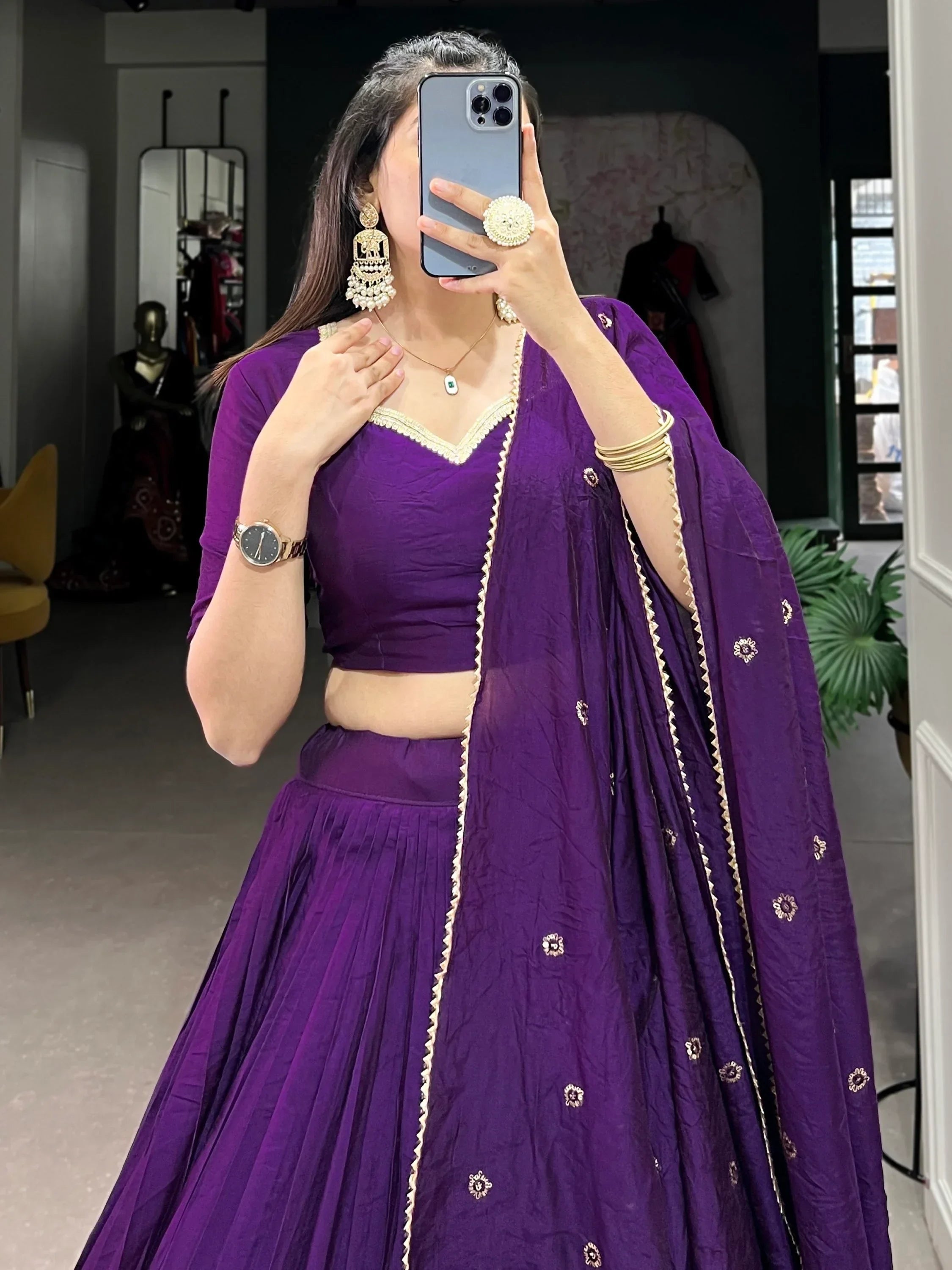 Marvelous Purple Zari Weaving Chanderi Silk Wedding Wear Lehenga Choli