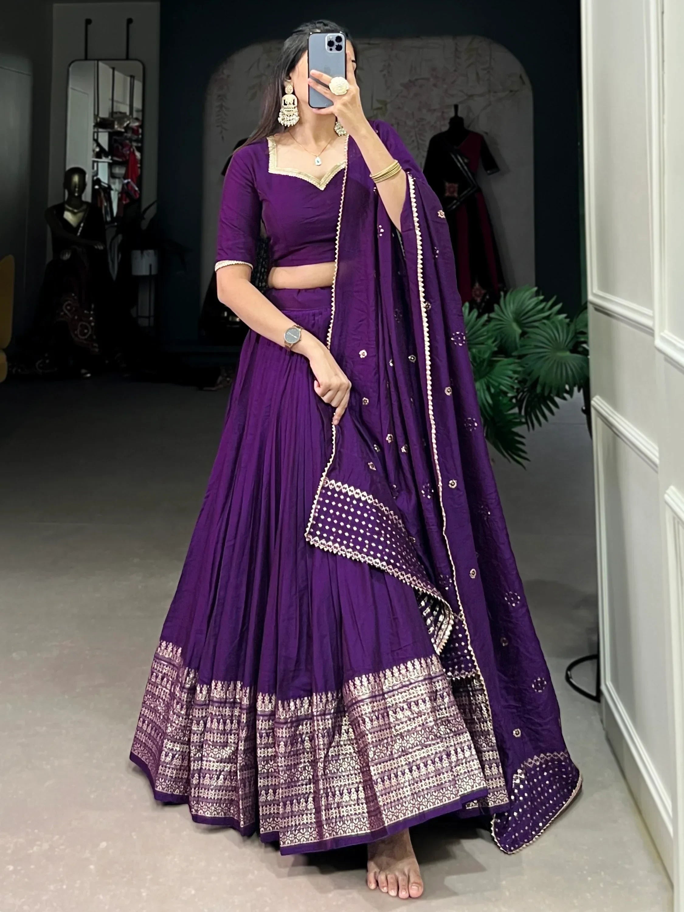 Marvelous Purple Zari Weaving Chanderi Silk Wedding Wear Lehenga Choli