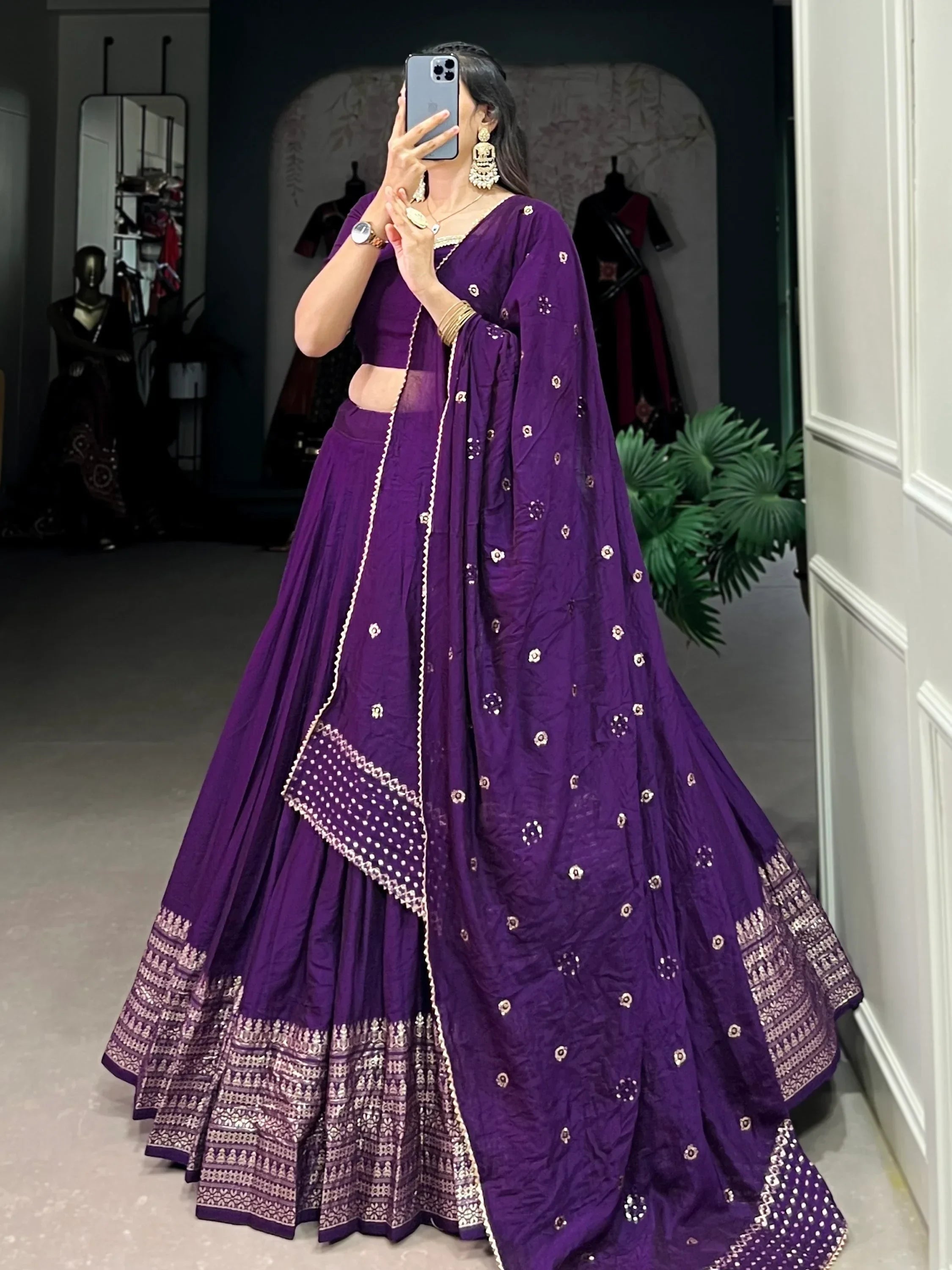 Marvelous Purple Zari Weaving Chanderi Silk Wedding Wear Lehenga Choli