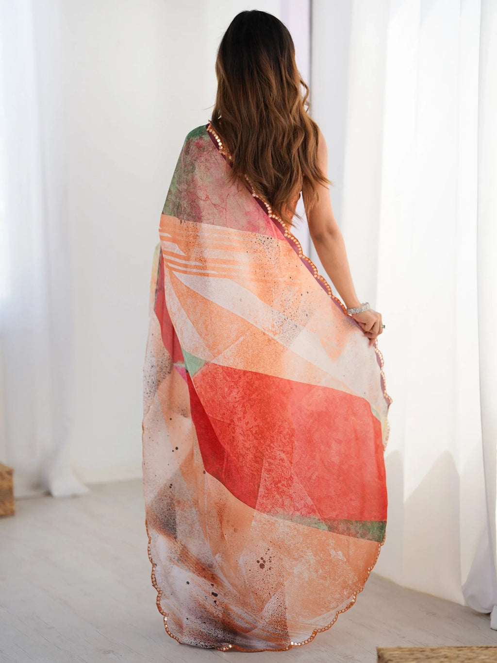 Mesmerizing Beautiful Chinon Digital Printed Saree With Blouse