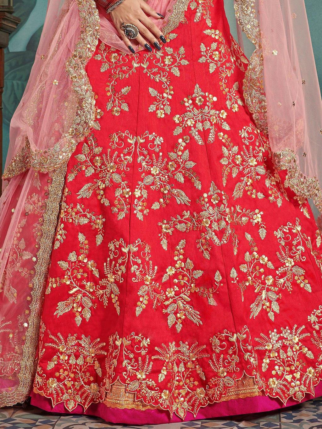 Mesmerizing Red Dori Work Art Silk Lehenga Choli With Dupatta