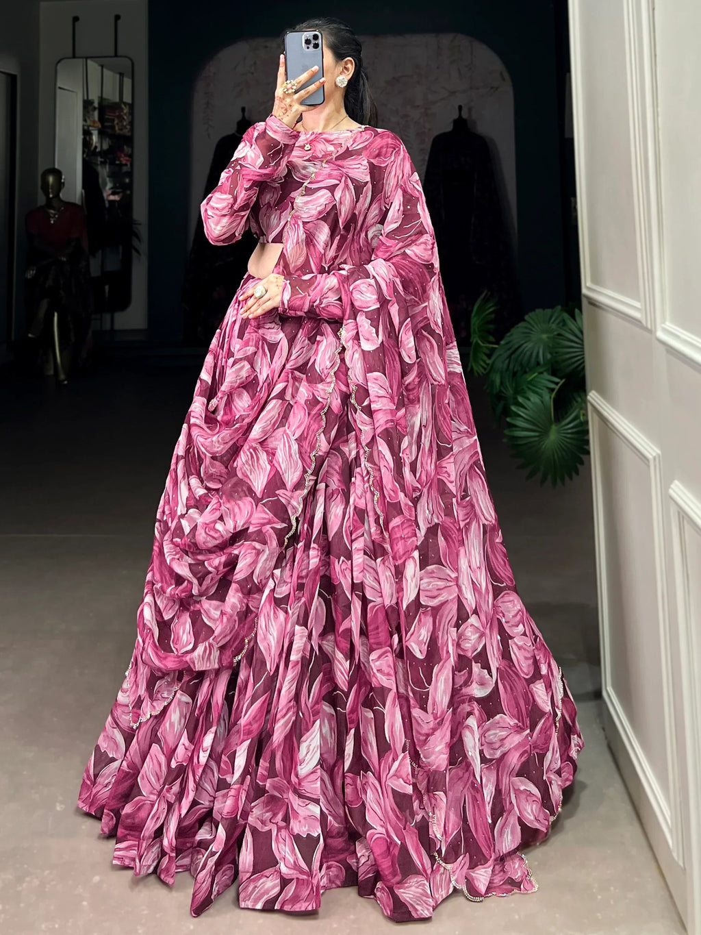 Mesmerizing Wine Digital Printed Silk Festival Wear Lehenga Choli