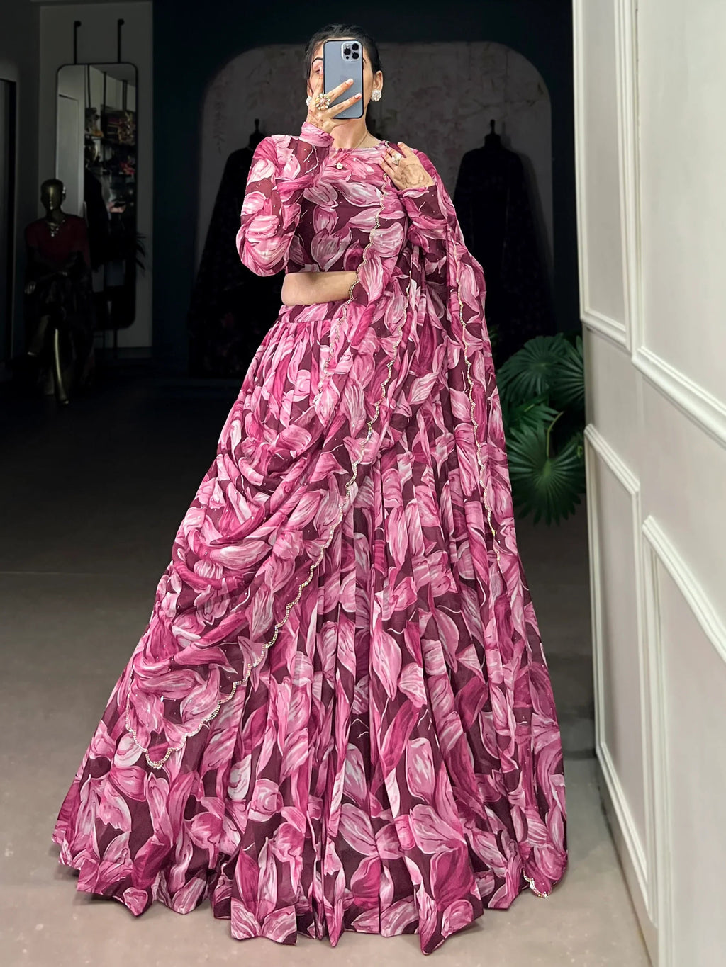 Mesmerizing Wine Digital Printed Silk Festival Wear Lehenga Choli