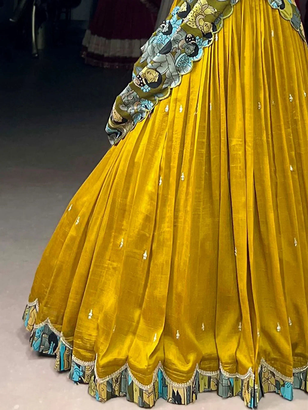 Yellow Gorgeous Thread Work Vichitra Silk Festive Wear Lehenga Choli