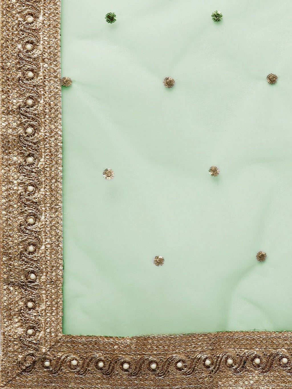 Green & Printed Semi-Stitched Myntra Lehenga & Unstitched Blouse with Dupatta