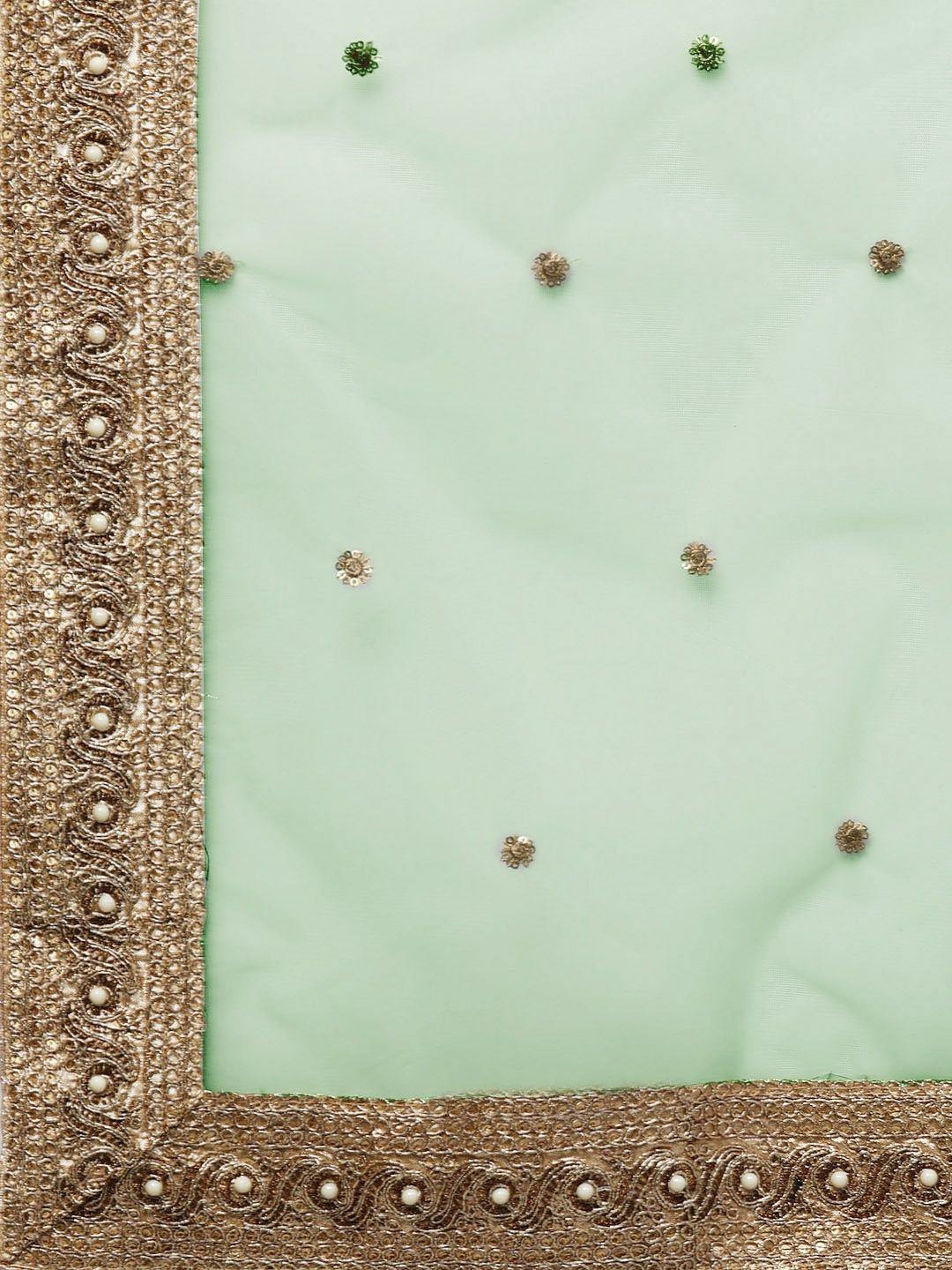 Green & Printed Semi-Stitched Myntra Lehenga & Unstitched Blouse with Dupatta
