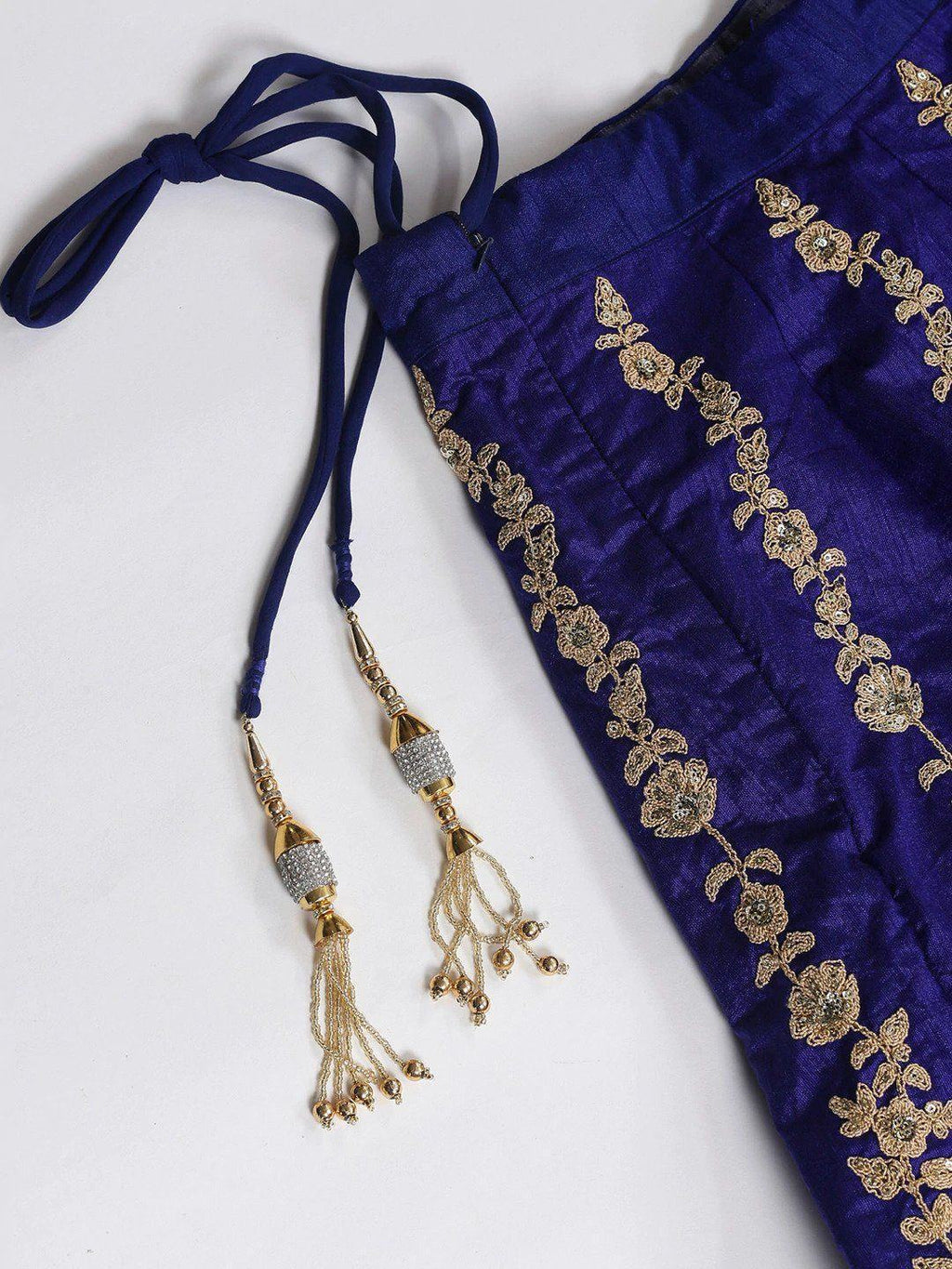 Blue & Toned Embroidered Semi-Stitched Myntra Lehenga & Unstitched Blouse with Dupatta