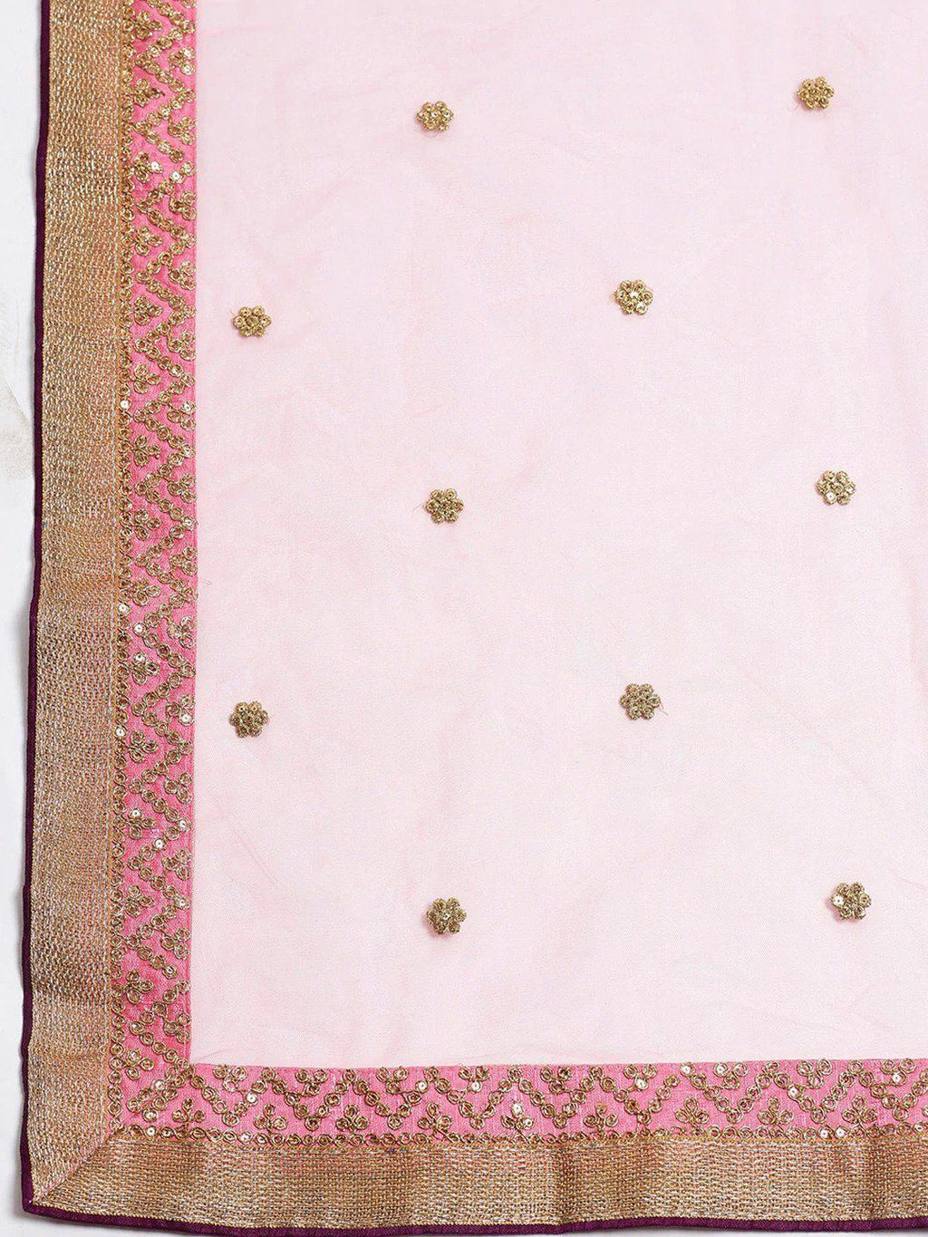 Purple & Pink Semi-Stitched Myntra Lehenga & Unstitched Blouse with Dupatta