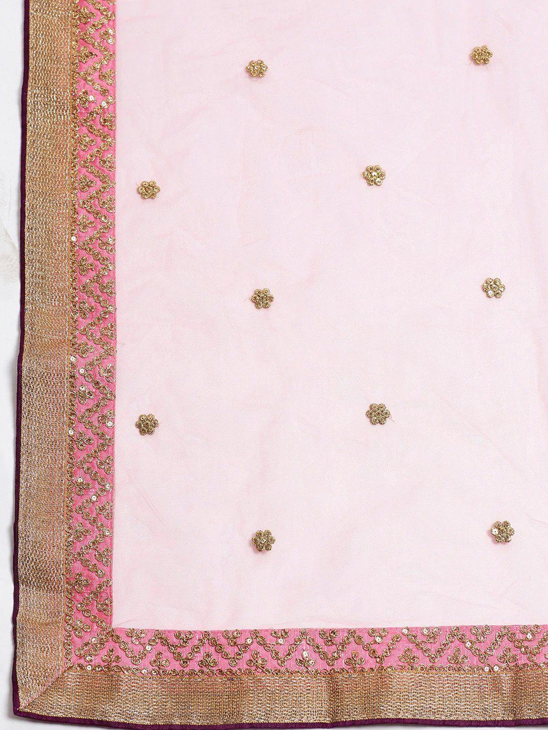 Purple & Pink Semi-Stitched Myntra Lehenga & Unstitched Blouse with Dupatta