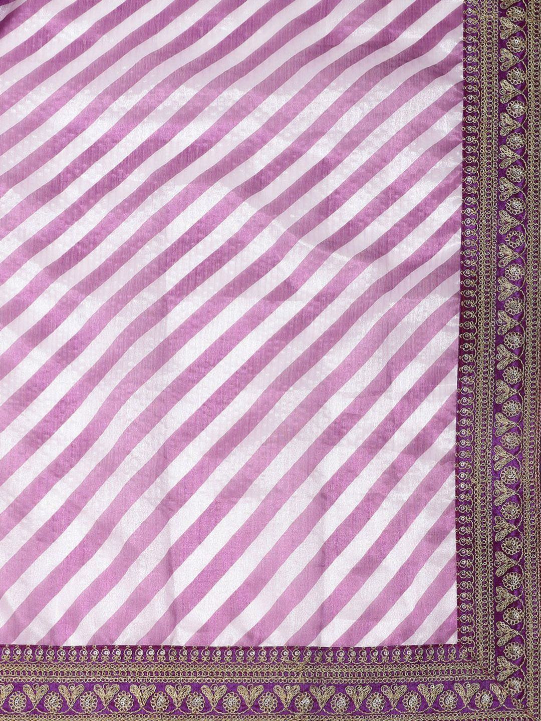 Purple Semi-Stitched Myntra Lehenga & Unstitched Blouse with Dupatta