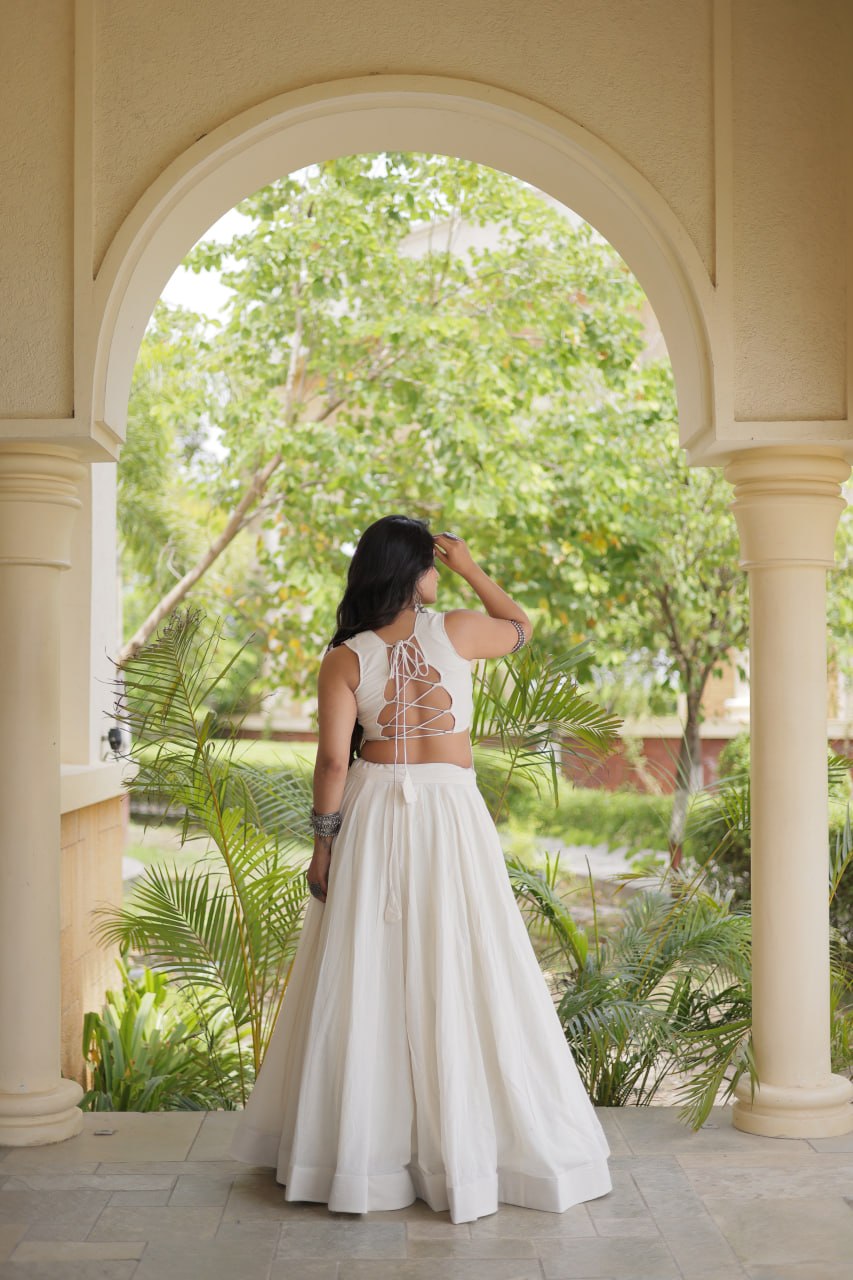 Navratri Cora Cotton Lehenga Choli with Gamthi Embroidery