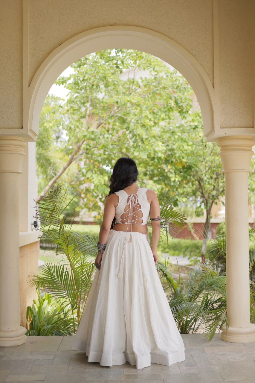 Navratri Cora Cotton Lehenga Choli with Gamthi Embroidery