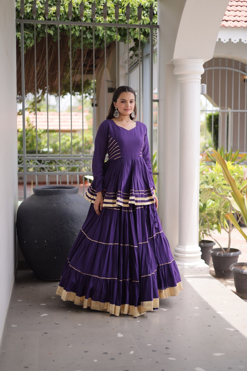 Navratri Cora Cotton Lehenga Choli with Gota Patti Work