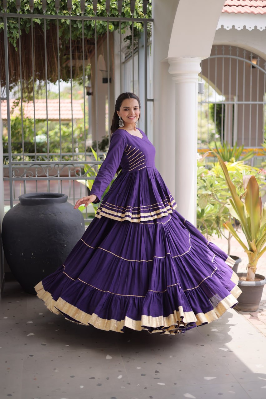 Navratri Cora Cotton Lehenga Choli with Gota Patti Work