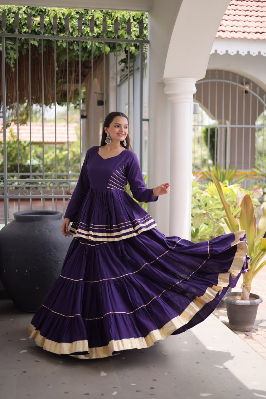 Navratri Cora Cotton Lehenga Choli with Gota Patti Work