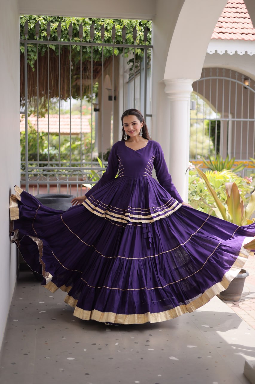 Navratri Cora Cotton Lehenga Choli with Gota Patti Work