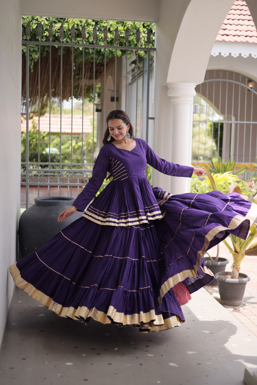Navratri Cora Cotton Lehenga Choli with Gota Patti Work