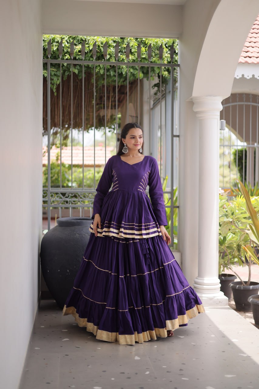 Navratri Cora Cotton Lehenga Choli with Gota Patti Work