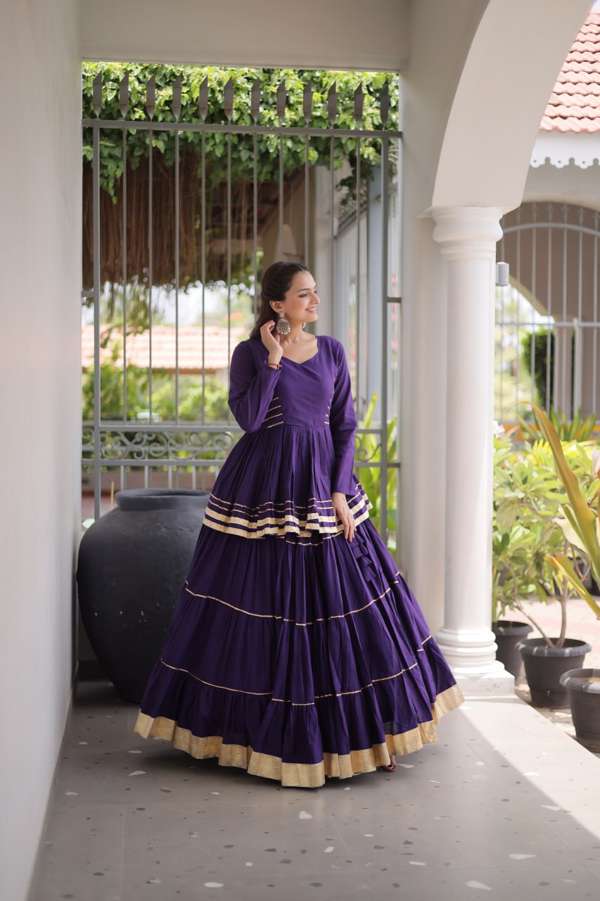 Navratri Cora Cotton Lehenga Choli with Gota Patti Work