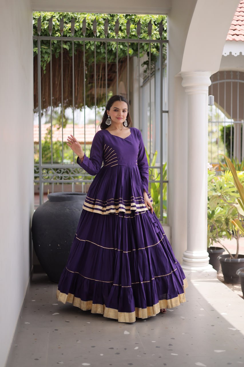 Navratri Cora Cotton Lehenga Choli with Gota Patti Work
