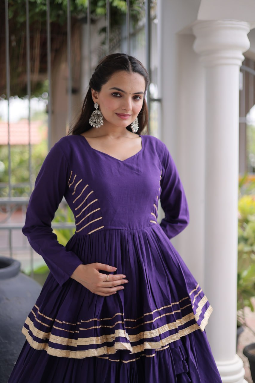 Navratri Cora Cotton Lehenga Choli with Gota Patti Work