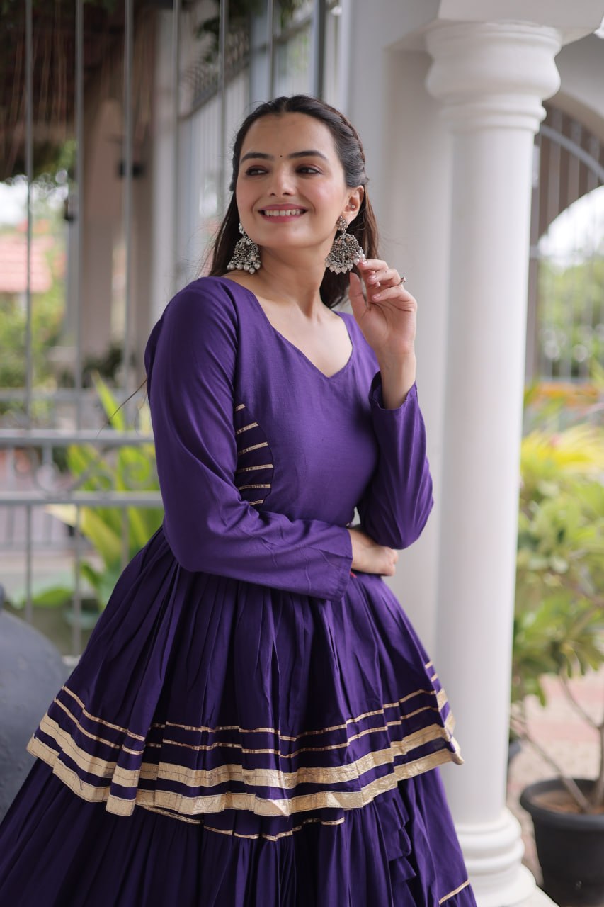 Navratri Cora Cotton Lehenga Choli with Gota Patti Work