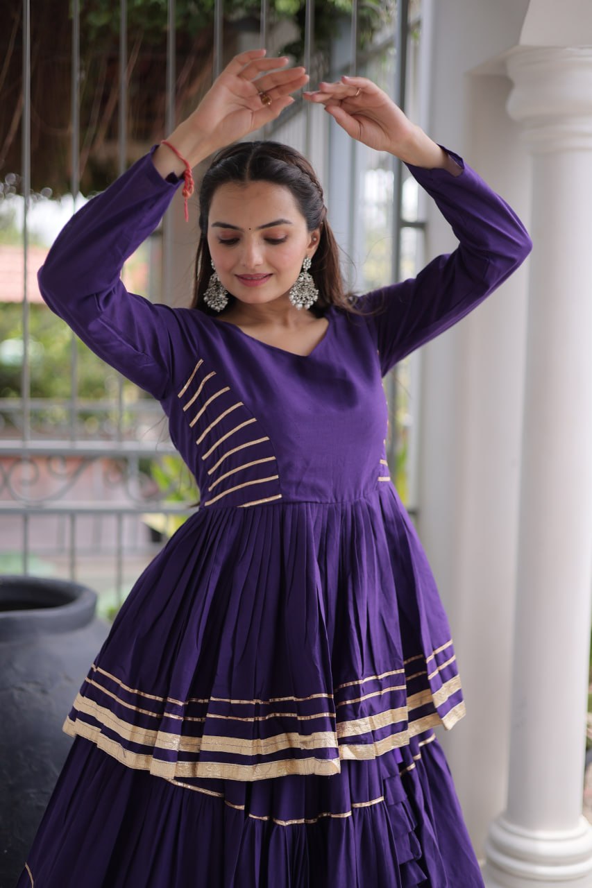 Navratri Cora Cotton Lehenga Choli with Gota Patti Work