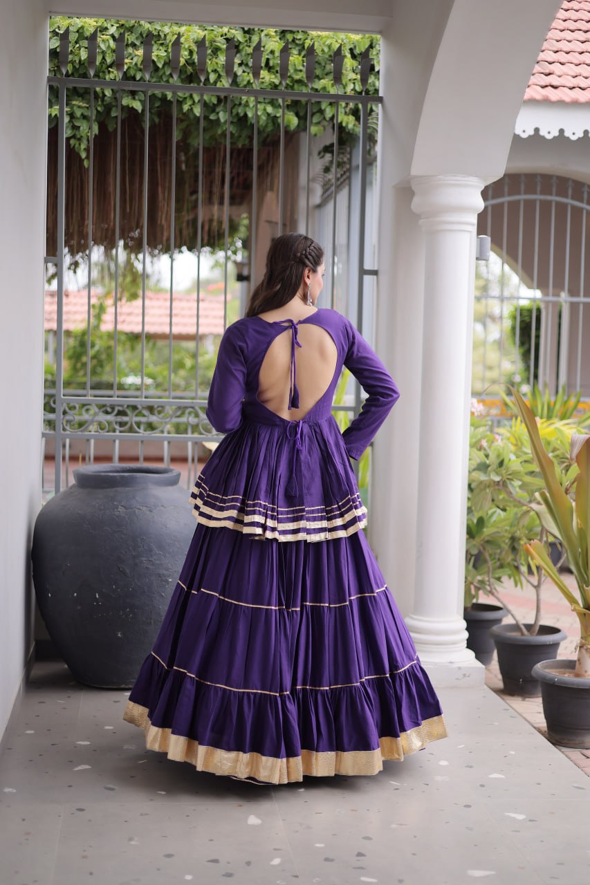 Navratri Cora Cotton Lehenga Choli with Gota Patti Work