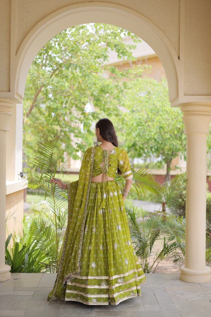 Navratri Faux Georgette Bandhej Print Lehenga Choli with Dupatta