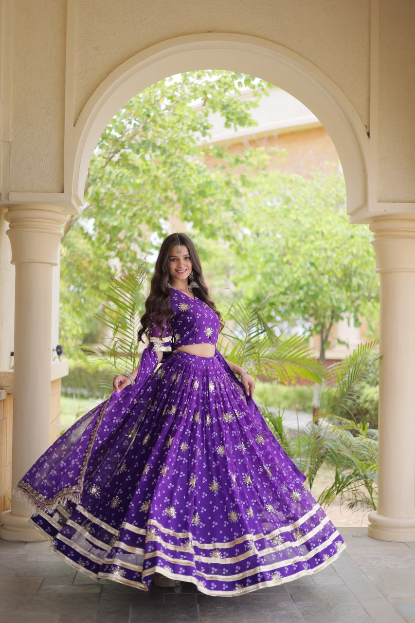 Navratri Faux Georgette Bandhej Print Lehenga Choli with Dupatta