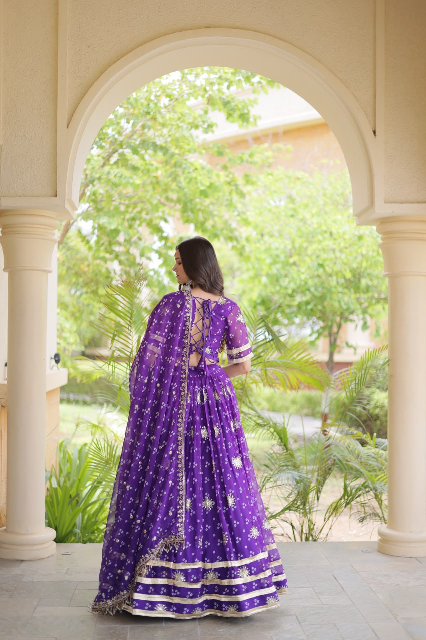Navratri Faux Georgette Bandhej Print Lehenga Choli with Dupatta