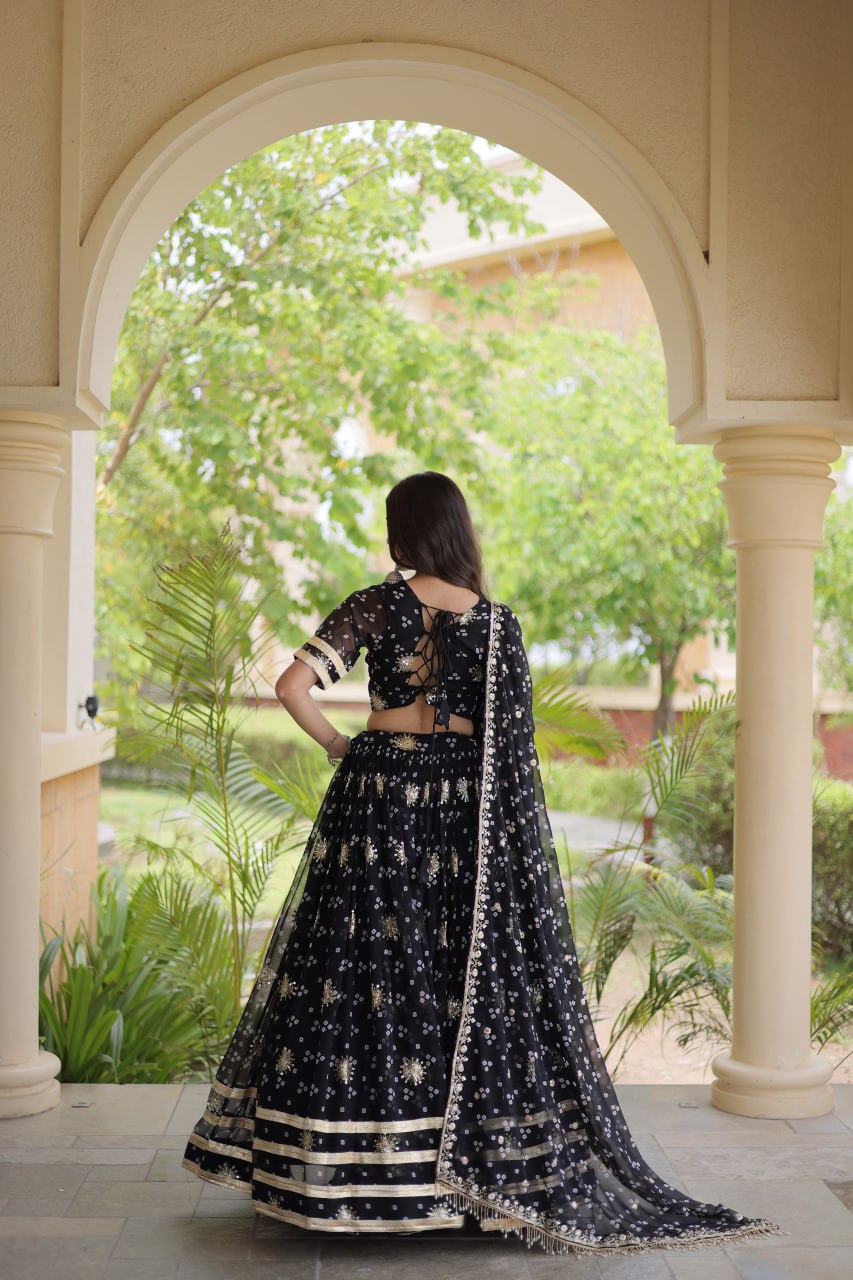 Navratri Faux Georgette Bandhej Print Lehenga Choli with Dupatta